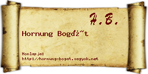 Hornung Bogát névjegykártya